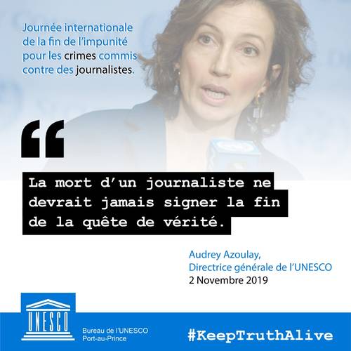 Au moins 881 journalistes assassinés pour la vérité, selon l’UNESCO